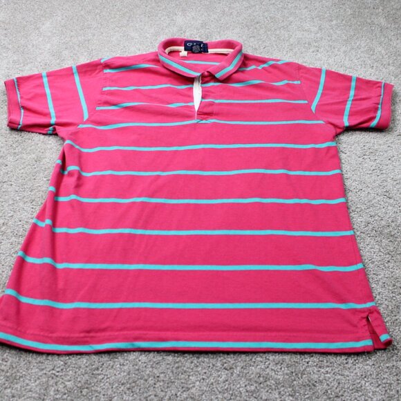 Gant Rugger Polo Shirt Mens Large Pink/Blue 100% Cotton Short Sleeve Pullover - Picture 2 of 11